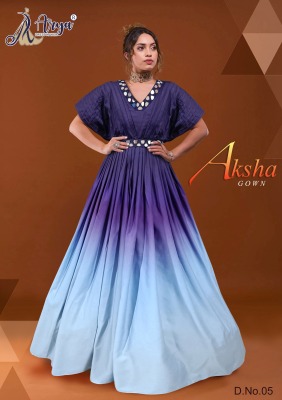 Aksha Poli Riyon  Mirror Work Long  Gown D5 