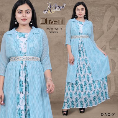 DHVANI FANCY GOWN  WITH KOTI COLLECTION-01 Party Wear gown