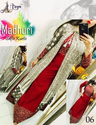 Madhuri Selfie Red Poli Reyon Digital Print and Hand Work Party Wear Kurti For Women Wear D6 
