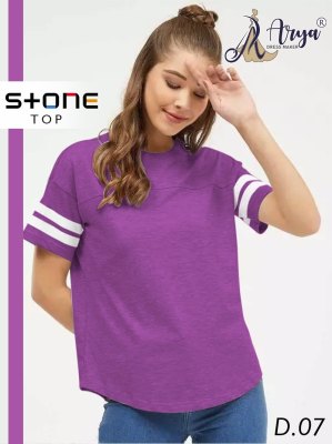 Stone Lycra Solid Top For Gilrs Wear  D7 TOP