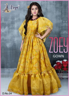 Zoey  Chanderi Sequence And Thread Work  Gown  D4 