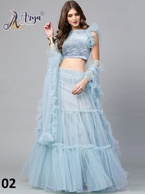 Amee Blue Soft Net  Party Wear Lehenga With Unstitched Blouse For Women Wear D2