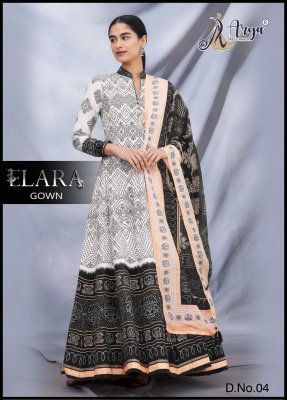 Elara  Slub Cotton Digital Printed  Gown With Dupatta  D4