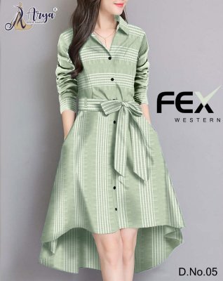 Fex Green Viscose Lining Party Wear Western Dresses For Women Wear D5