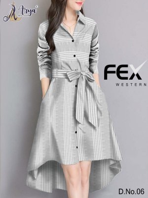 Fex Grey Viscose Lining Party Wear Western Dresses For Women Wear D6