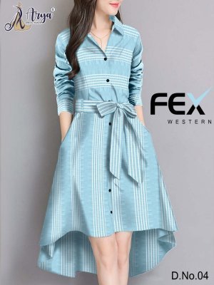 Fex  SKy Blue Viscose Lining Party Wear Western Dresses For Women Wear D4