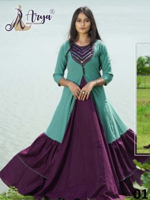 Fizaa Green Cotton Party Wear Sequence work Gown For Women Wear D1 Party Wear gown