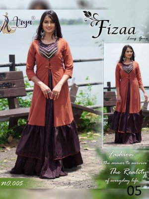 Fizaa Mustard Cotton Party Wear Sequence work Gown For Women Wear D5