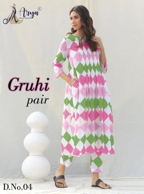 GRUHI COTTON PRINTED KURATI AND PANT PAIR FOR WOMENS D4