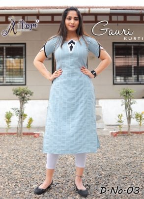 Gauri Blue Designer Cotton Stylish Kurti For Womens Wear D3 fancy kurtis