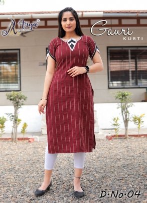 Gauri Maroon Designer Cotton Stylish Kurti For Womens Wear D4