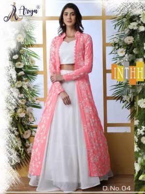 Inthha Pink Georgette Party Wear Lehenga With Embroidery work Koti For Women Wear D4