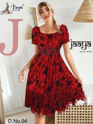 Jaaya Red Rayon Cotton New Trendy Good Looking Western Wear For Women D4