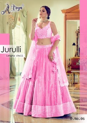 Jurulli Pink  Mono Silk Mirror Embroidery Work Lehenga With Unstitched Blouse For Women Wear D6