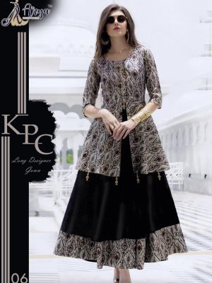 KPC Black Rayon Stylish Beautiful Digital Print  Designer Gown For Women Wear D6 GOWN