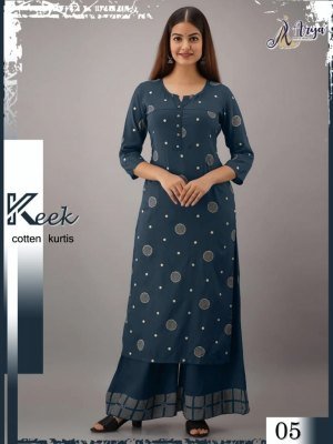 Keek Blue Reyon Cotton Beautiful Party Wear Embroidery Kurti Plazzo For Women Wear D5