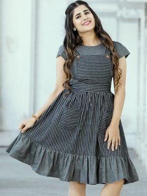 Lovely Black Cotton New Trendy Western Dress For Women Wear D3  Western Wear