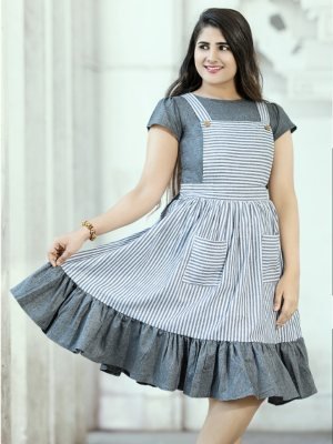 Lovely Grey Cotton New Trendy Western Dress For Women Wear D5  Western Wear