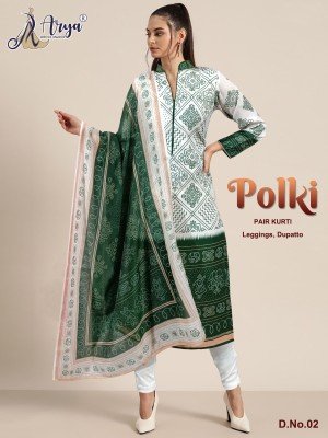 Polki Solid Poly Reyon Kurti With leggings   Dupatta Set  D2