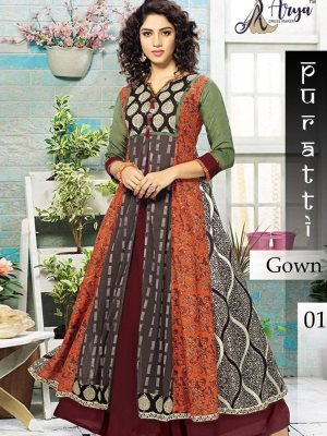 Puratti  Multicolour Rayon Designer Party Wear Gown For Women Wear D1