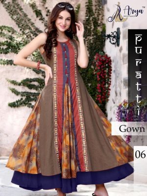 Puratti  Multicolour Rayon Designer Party Wear Gown For Women Wear D6