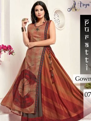 Puratti  Multicolour Rayon Designer Party Wear Gown For Women Wear D7