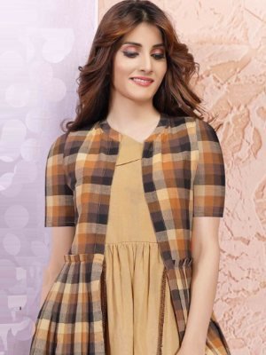 Rahee Beige Cotton Beautiful Western Dress For Women Wear D1  Western Wear