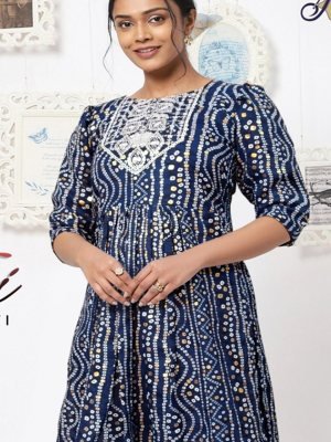 Rutvi Kurti Pair Bandhani Style Design 02 party wear kurtis