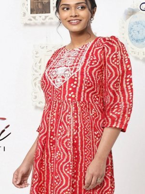 Rutvi Kurti Pair Bandhani Style Design 05 party wear kurtis