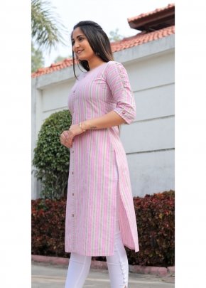 Samne Pink Cotton Kurti For Women Wear D3 fancy kurtis