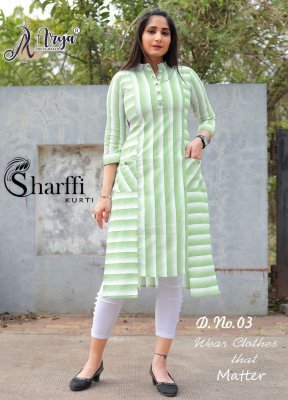 Sharffi Green Cotton New Trendy Fashionable Kurti For Women Wear D3