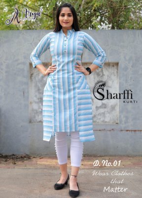 Sharffi Sky Blue Cotton New Trendy Fashionable Kurti For Women Wear D1