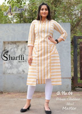 Sharffi Yellow Cotton New Trendy Fashionable Kurti For Women Wear D4