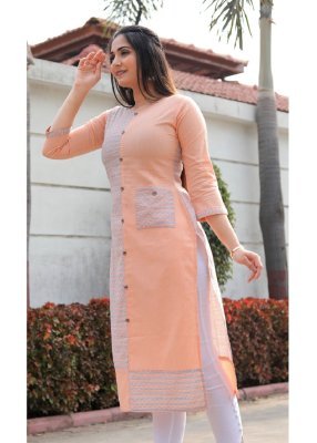 Sona Orange  Cotton New Trendy Stylish Kurti For Women Wear D2 fancy kurtis