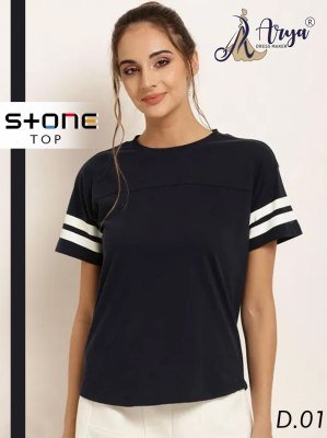 Stone Lycra Solid Top For Gilrs Wear  D1