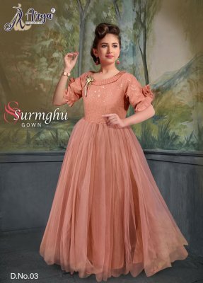 Surmghu softnet Gown Sequence and thread work  D3