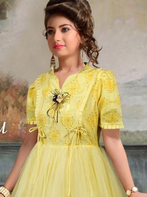 Surmghu softnet Gown Sequence and thread work  D1 Kids  Wear