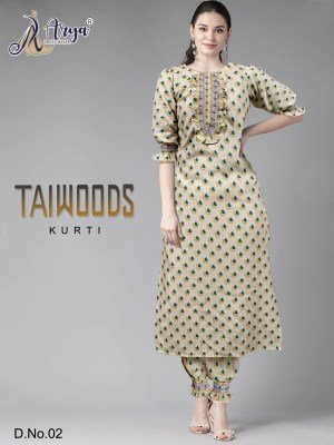 Taiwoods Digital print   Smoking work Kurti  Pair D2