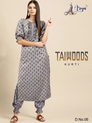 Taiwoods Digital print   Smoking work Kurti  Pair D6