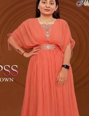 Tipss long gown original mirror work D4 Party Wear gown