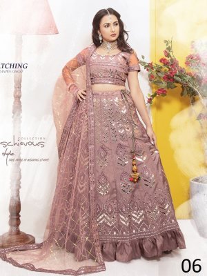 Zmatching Beige Naps Satin Mirror Work Lehenga With Unstitched Blouse For Women Wear D6