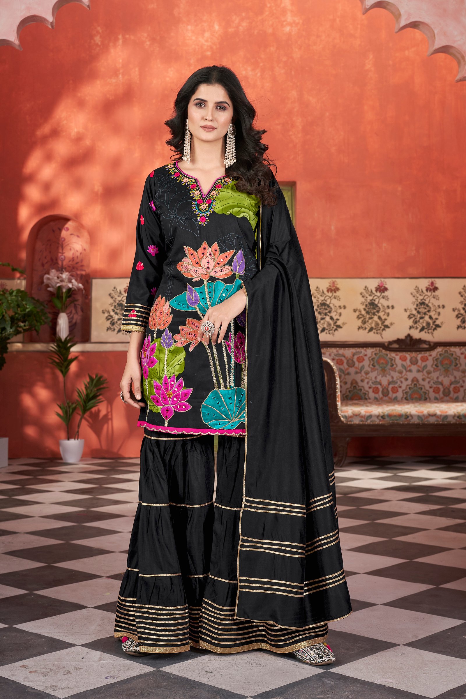 AYAT- HEAVY FANCY KURTI SHARARA PAIR WITH DUPATTA SET